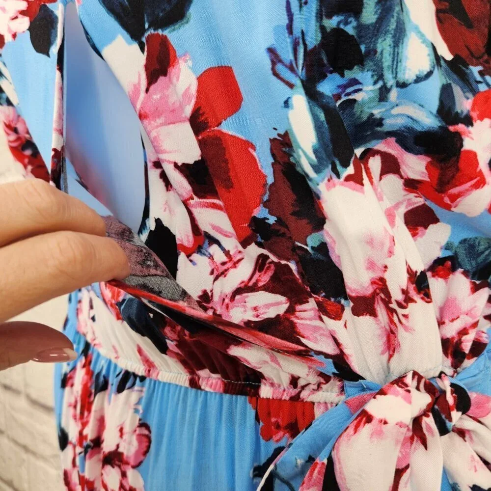 BAND OF GYPSIES Women's Size Large Floral Side Tie Open Back with tie Dress NEW - Picture 5 of 16
